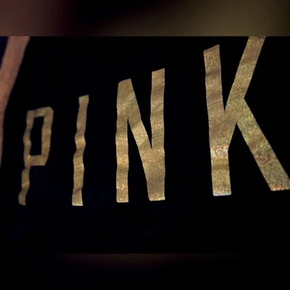 Victoria’s Secret PINK black and gold long sleeve T-shirt, size Small - Picture 5 of 7